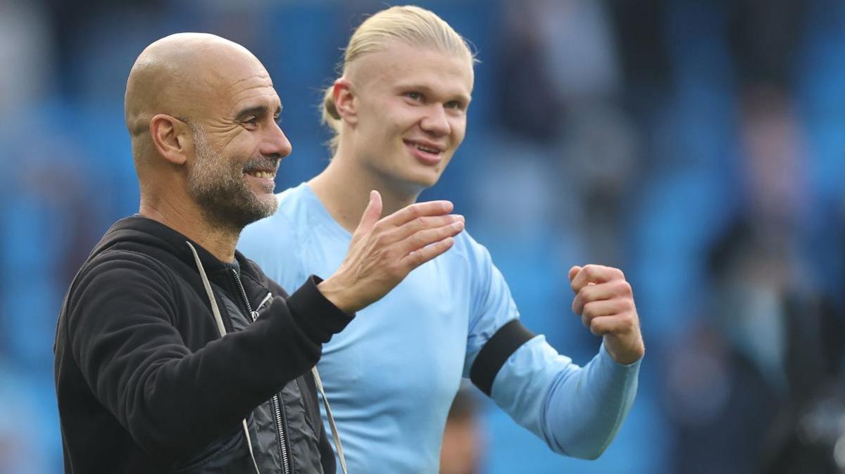 Haaland doubles in Manchester derby as Guardiola hails 'better than the Treble year'