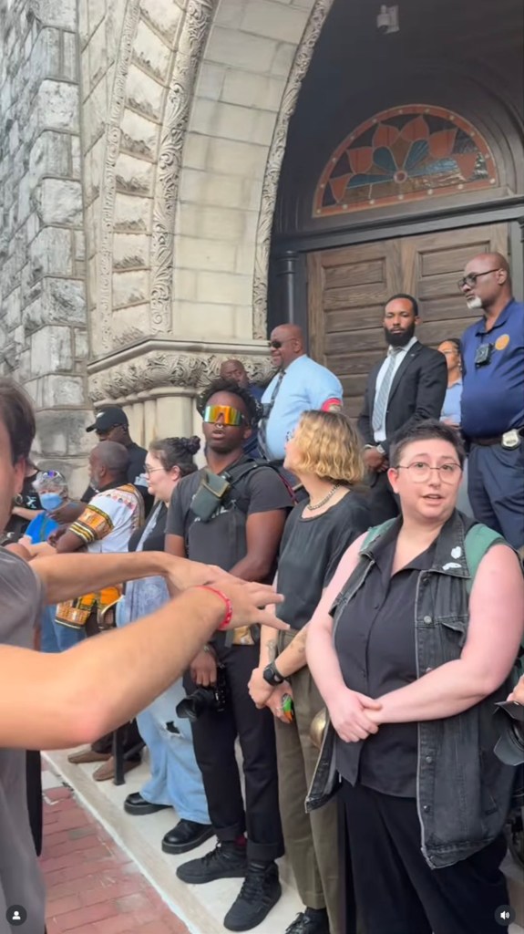 Crowd outside Salt & Light Church during Krasner event