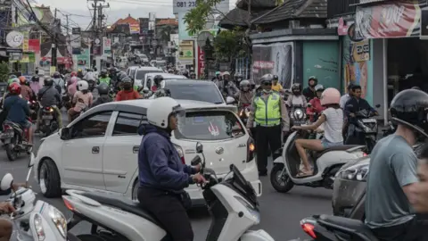 Construction-lined roads in Bali