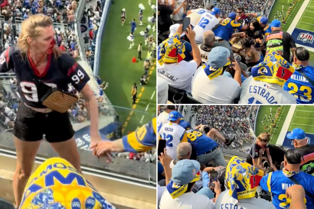 Fan left bloodied after brawl in stands at Rams-Texans game at SoFi Stadium