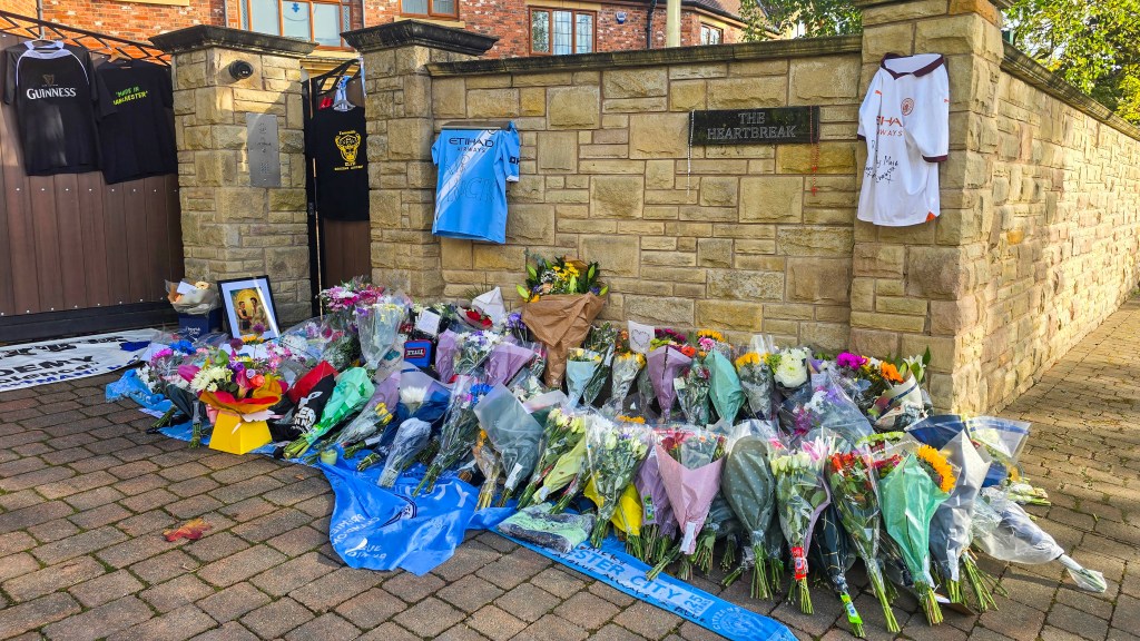 Floral tribute outside Hatton's home