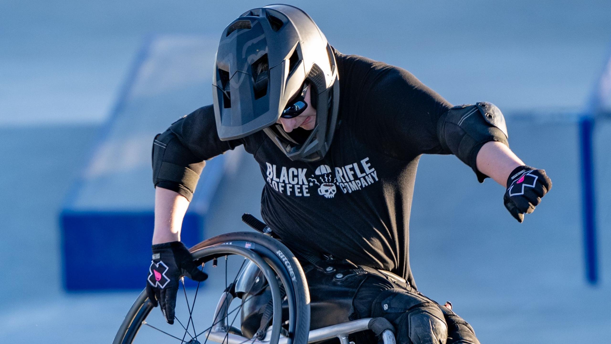Competitor preparing at a skatepark event