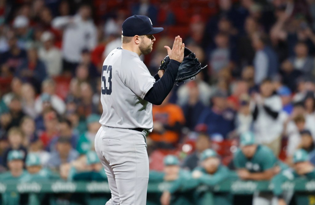 David Bednar reacts after the final out of the 9th inning