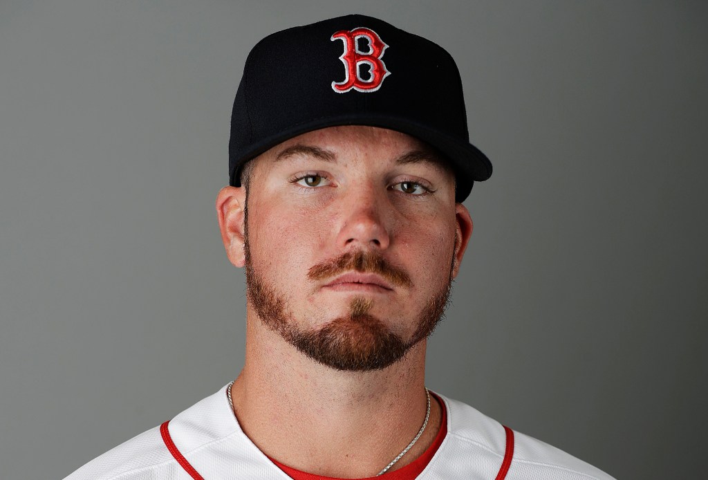 Austin Maddox pitching for the Boston Red Sox