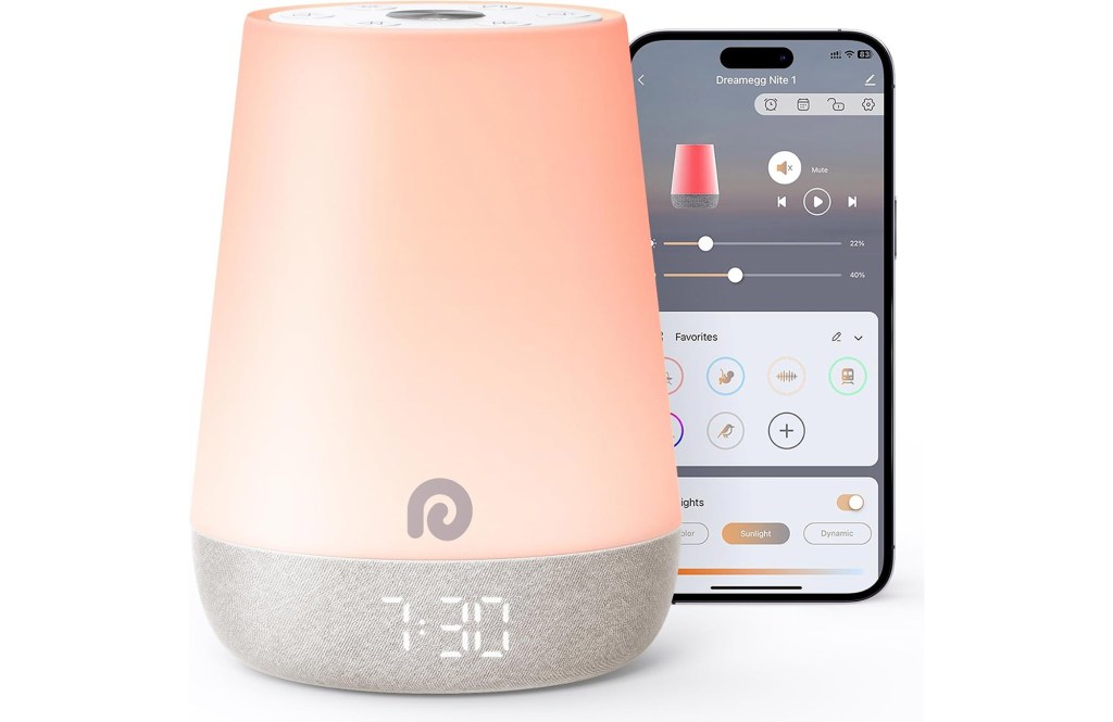 Dreamegg baby sound machine on a shelf