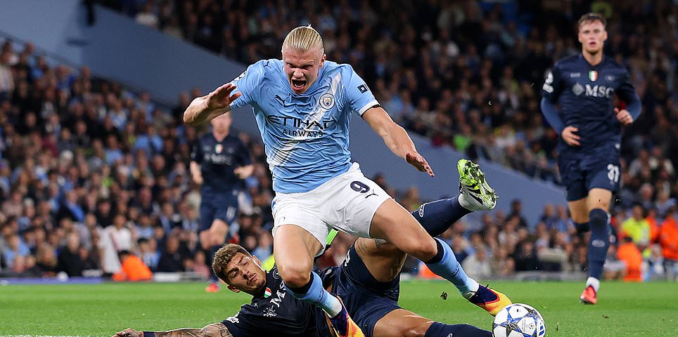 Man City held by Napoli after Di Lorenzo red card in Champions League clash