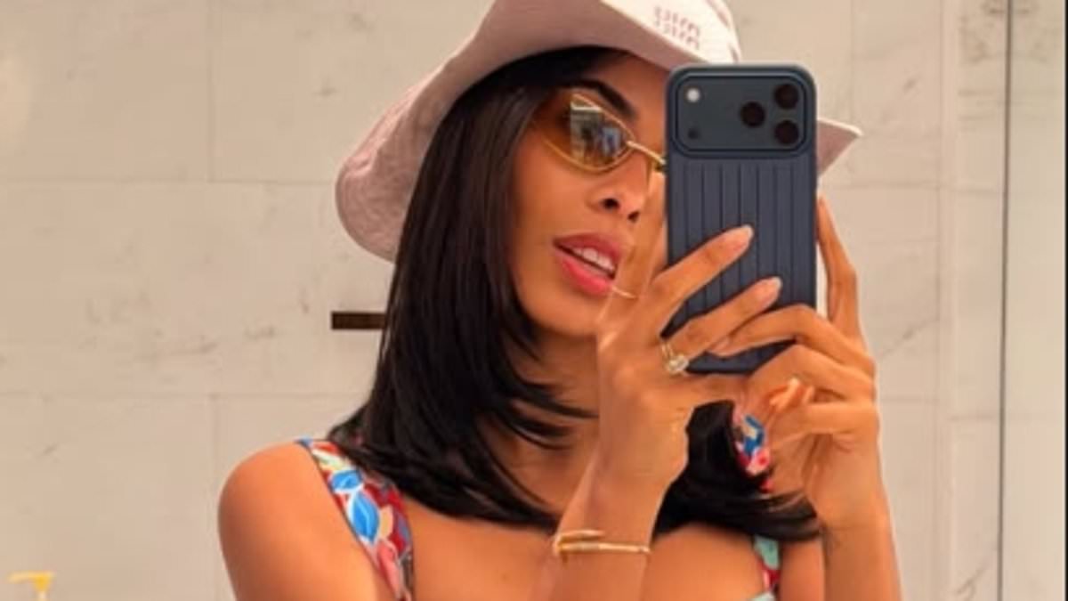 Rochelle Humes flaunts abs in colourful bikini on tropical family holiday ahead of Christmas