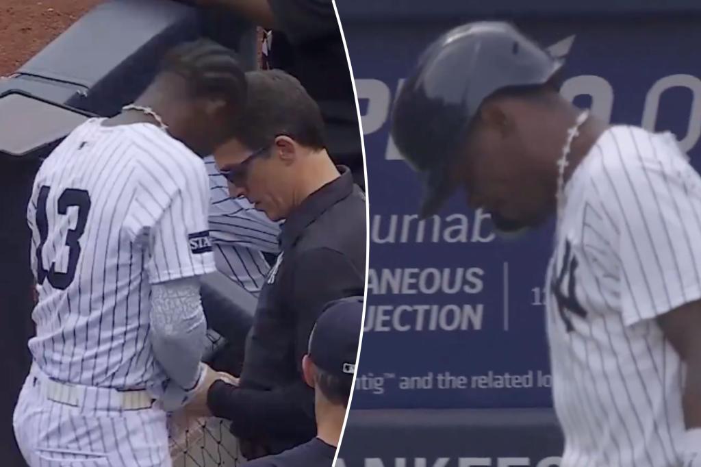 Jazz Chisholm Jr. exits after being drilled by pitch in Yankees injury scare