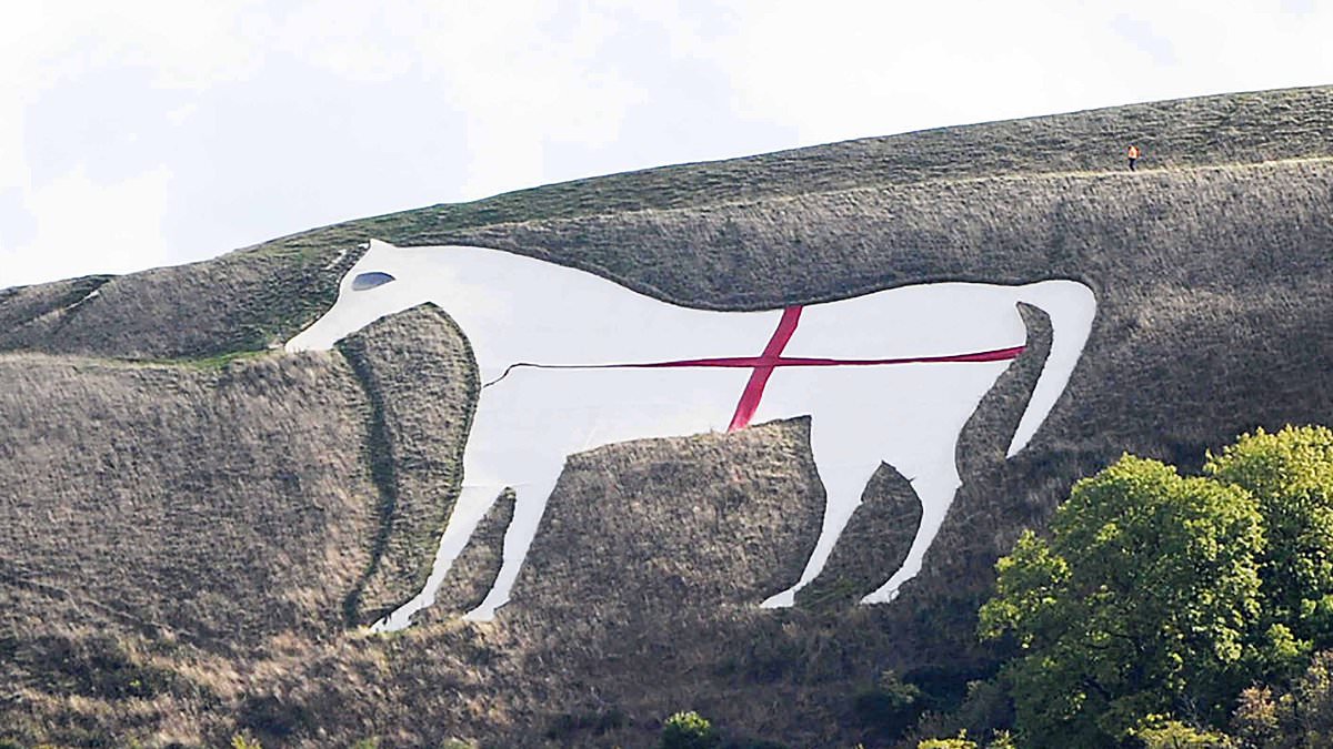 Police open probe after Westbury White Horse draped with St George’s Cross
