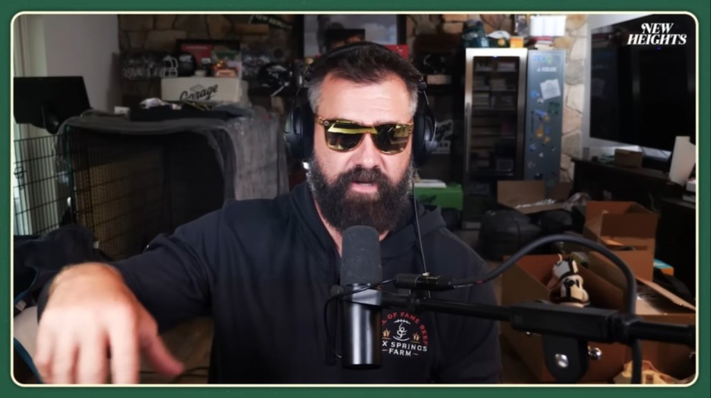 Donna Kelce pressures Travis to have a baby with Taylor Swift, Jason Kelce says on New Heights