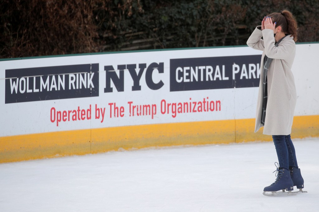 Woman skates at Wollman Rink