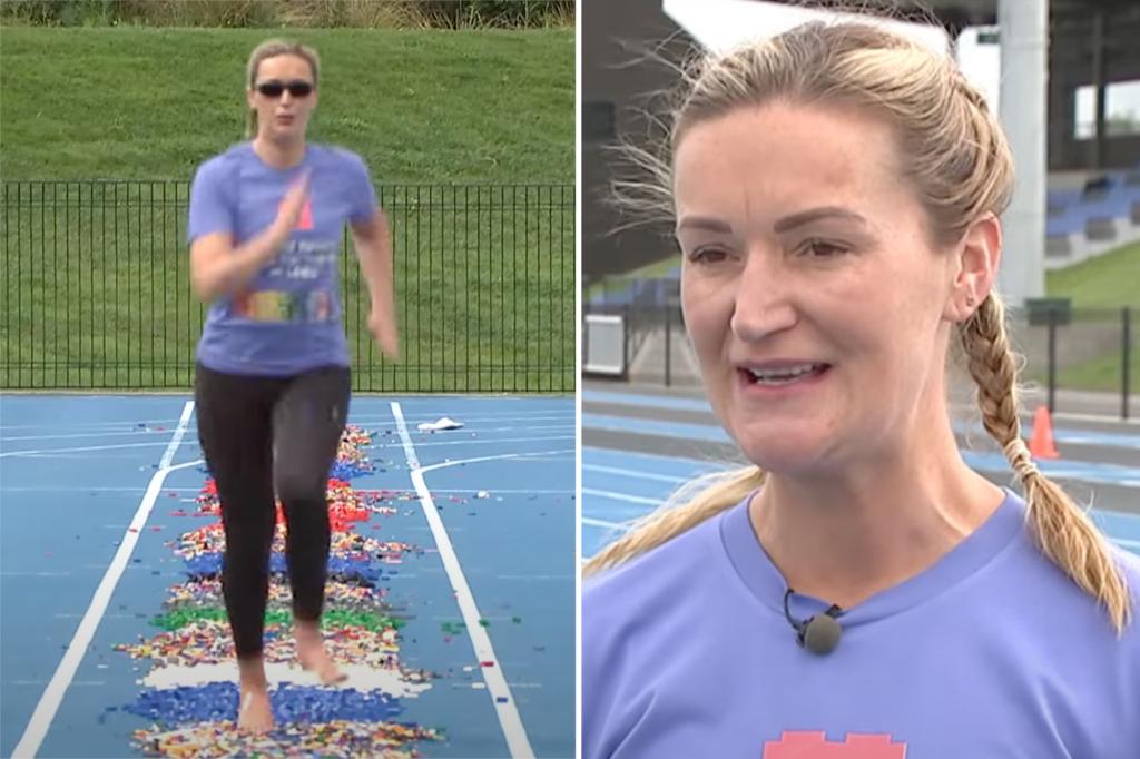 New Zealand mother sets Guinness record running 100 metres barefoot on LEGO bricks
