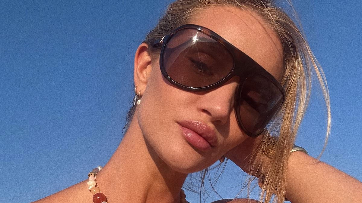 Rosie Huntington-Whiteley sizzles in affordable leopard-print bikini on Greek holiday