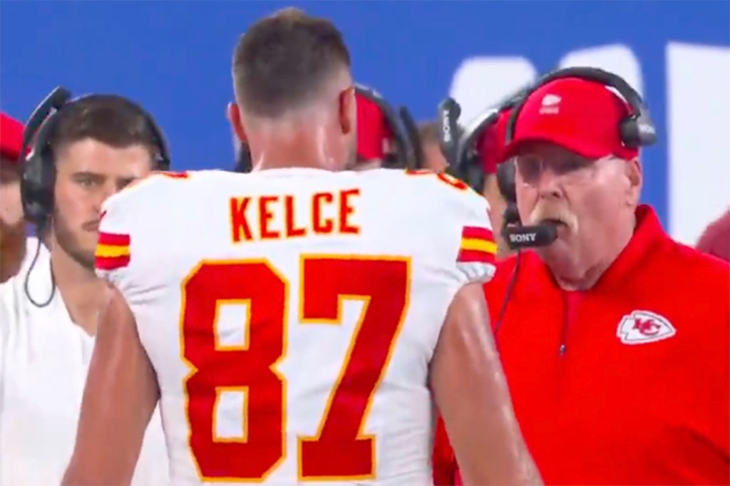 Reid backs Kelce’s fiery sideline moment after Chiefs’ 22-9 win over Giants
