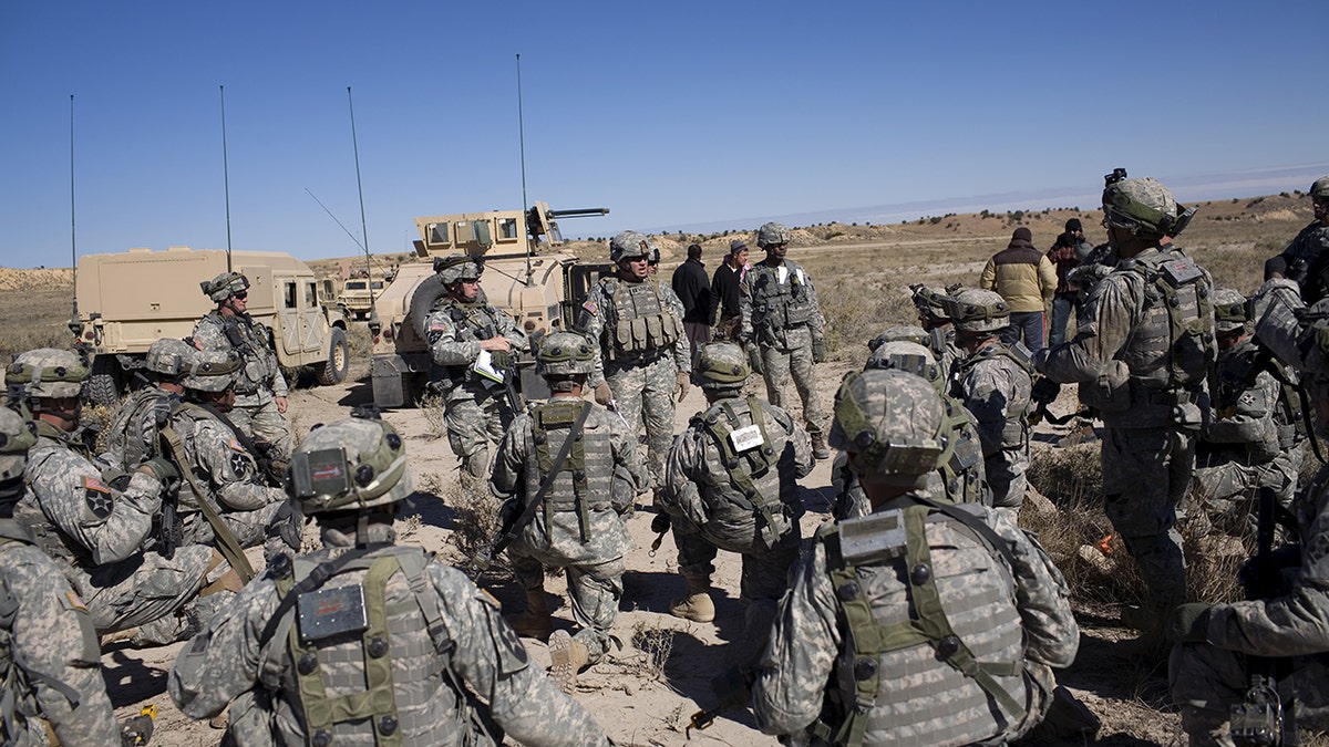 Army soldiers in a training scenario