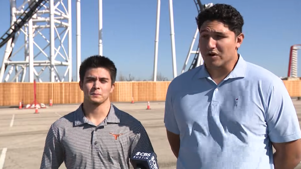 Two men rescued after being stranded on Texas tilt coaster for about 36 minutes