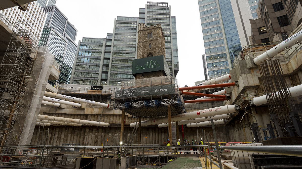 All Hallows Staining tower suspended as Fifty Fenchurch Street rises in City of London