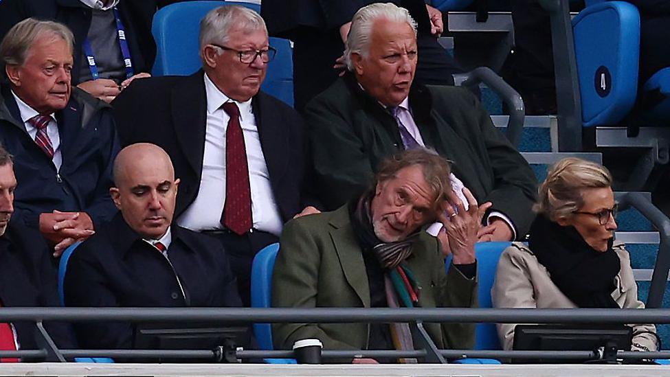 Sir Jim Ratcliffe looks on during the derby