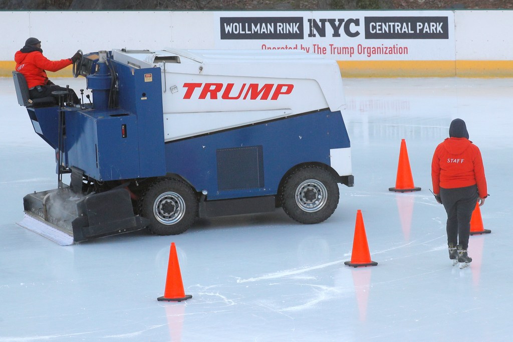 Workers clear ice at Wollman Rink