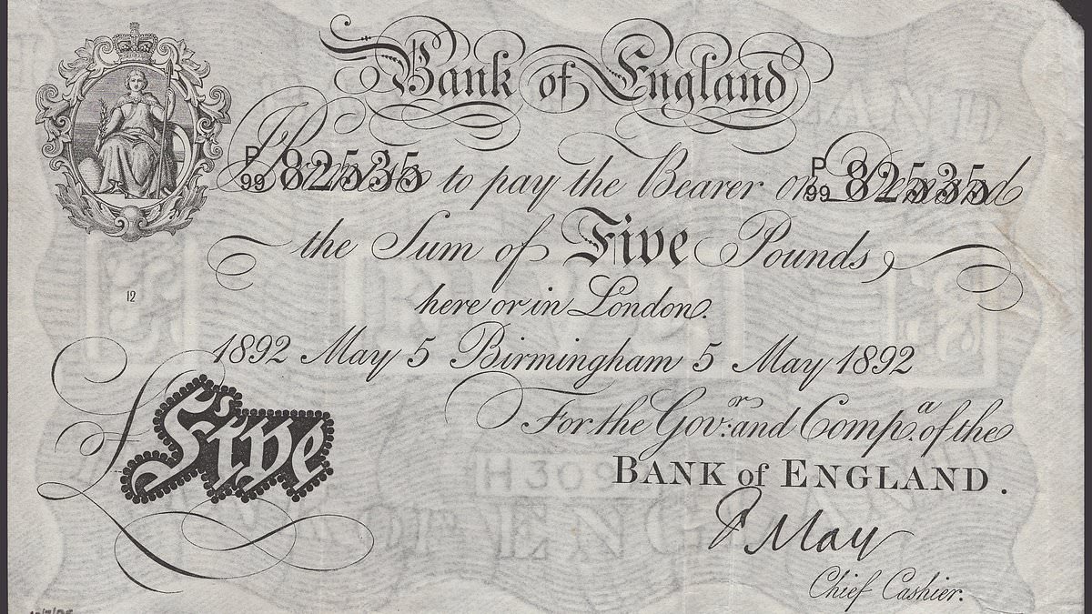 Old Birmingham-printed £5 note expected to fetch £26,000 at auction