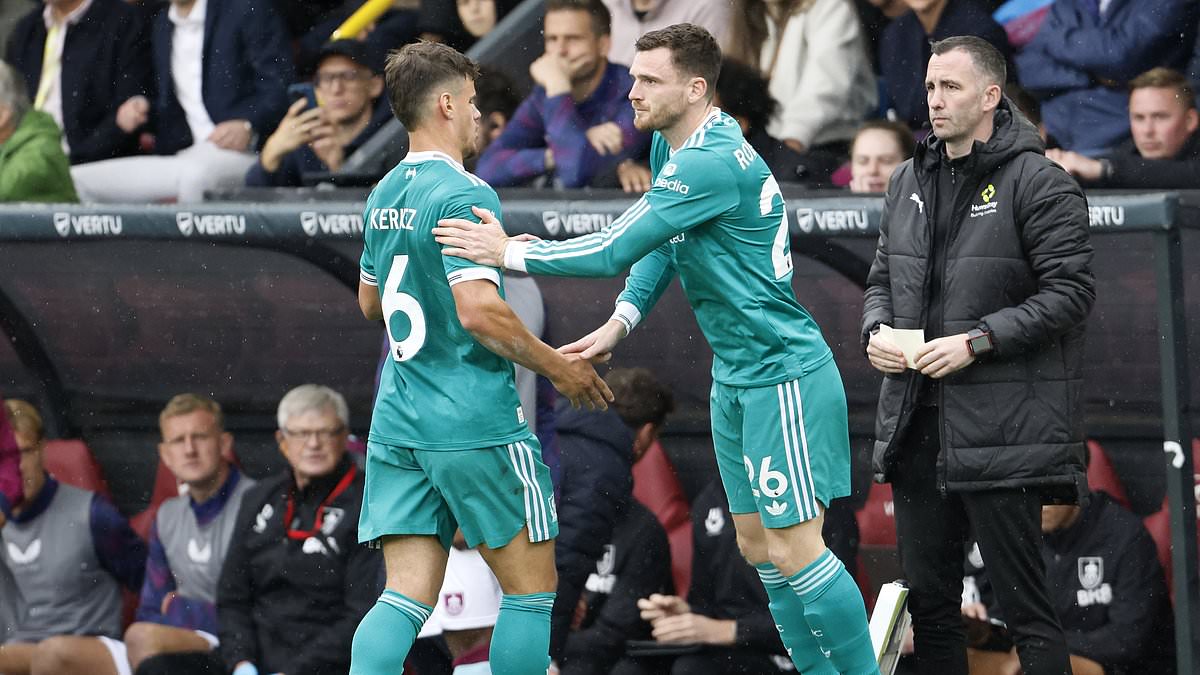 Arne Slot withdraws Milos Kerkez after 38 minutes at Burnley amid booking for simulation