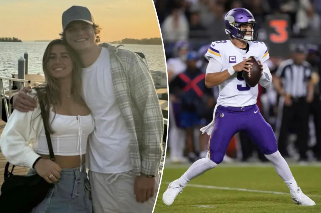 Couple photo of J.J. McCarthy and Katya Kuropas