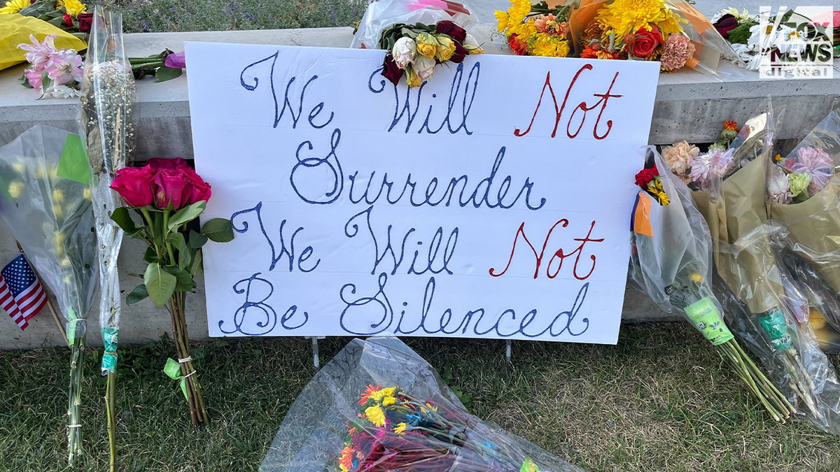 Sign at Charlie Kirk memorial