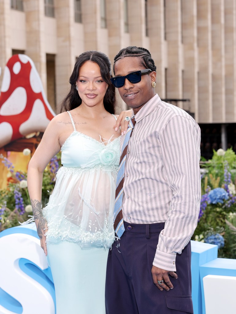 Rihanna and A$AP Rocky attend the Smurfs premiere