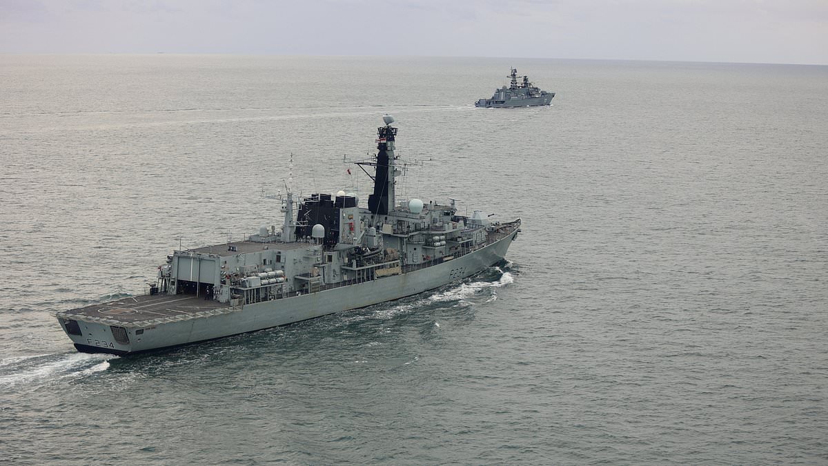 Royal Navy shadows Russian frigate and cargo ship off UK coast as tensions with Moscow rise