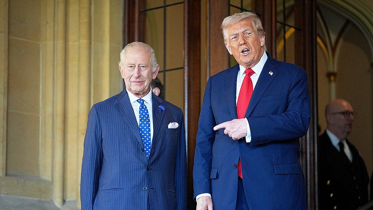 King Charles III and Donald Trump at Windsor exit