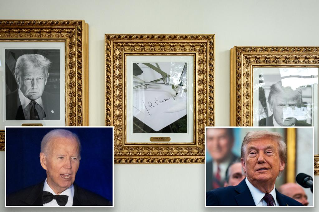 Trump unveils 'Presidential Walk of Fame' on White House Colonnade, with Biden autopen depiction