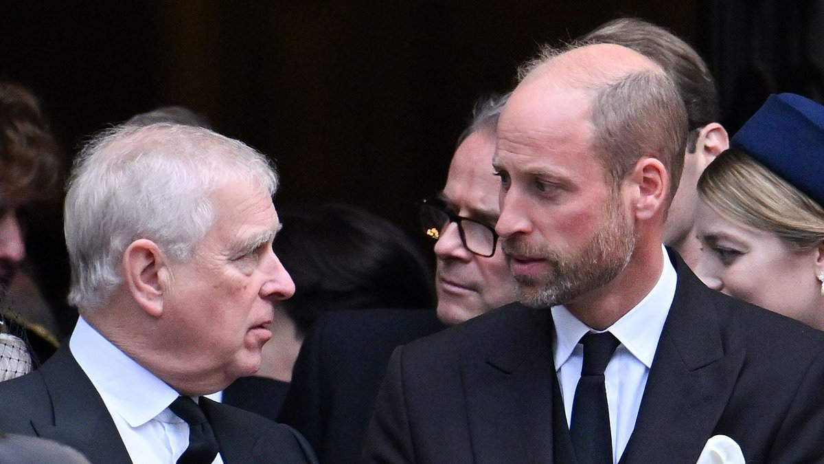 Royal expert says Prince William will push Prince Andrew 'into the wilderness' once king after frosty funeral exchange