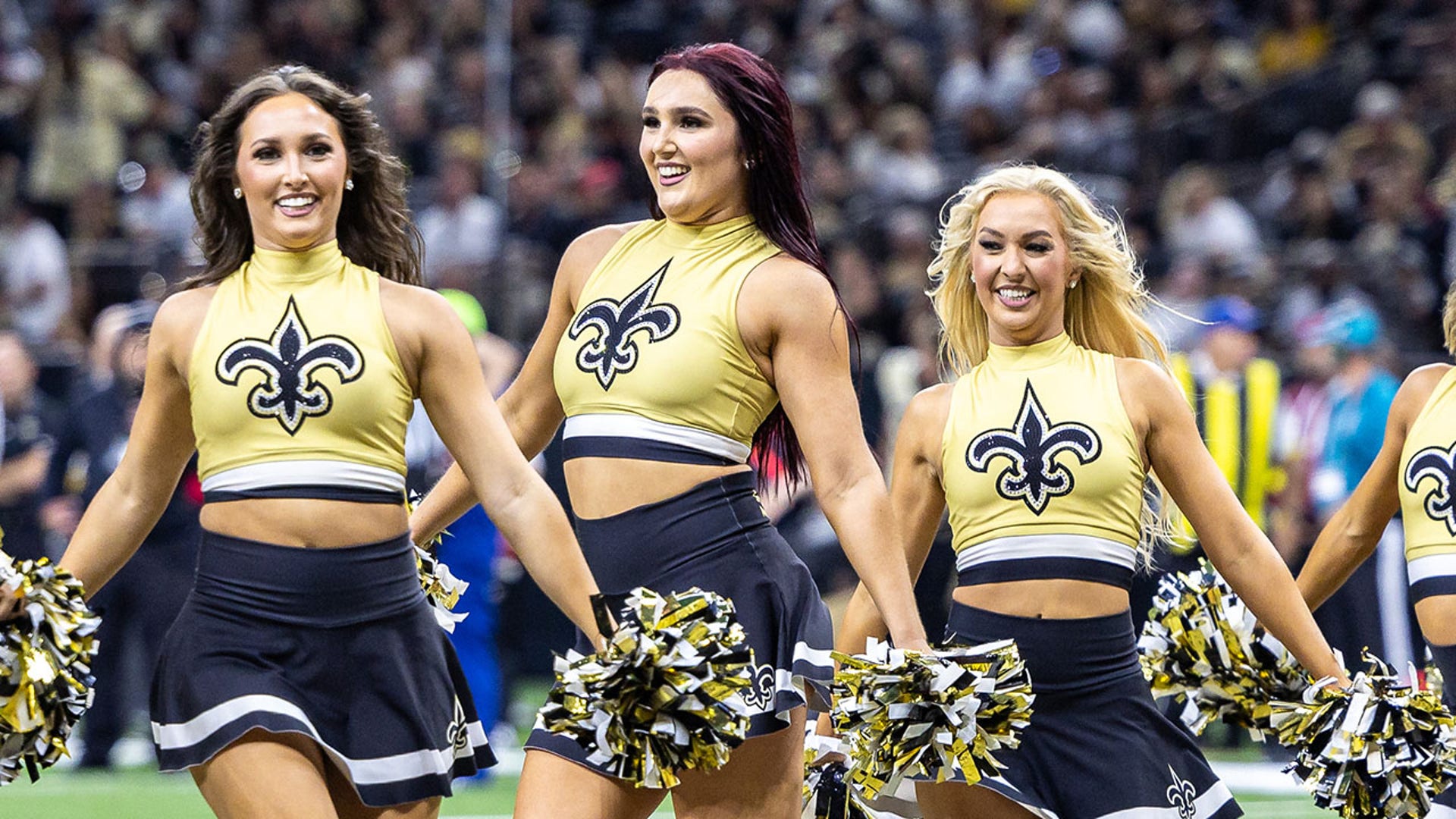 A New Orleans Saints cheerleader pictured during the game against the Arizona Cardinals