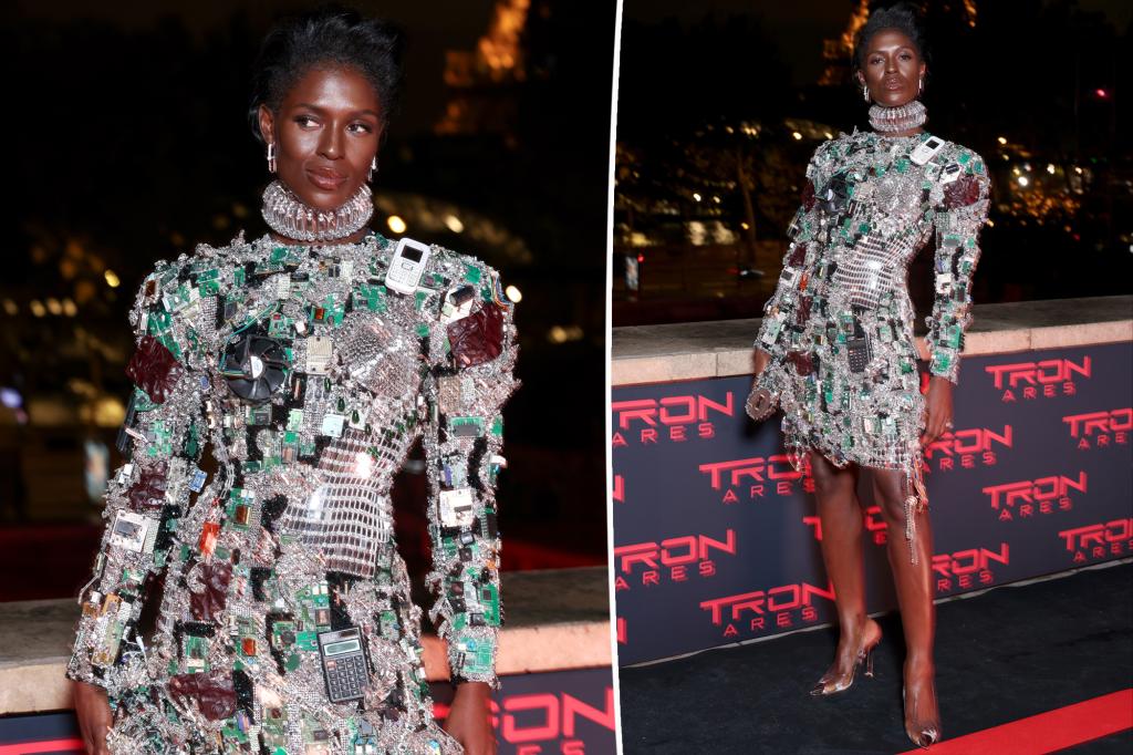 Jodie Turner-Smith wears computer-parts dress to Tron: Ares premiere in Paris