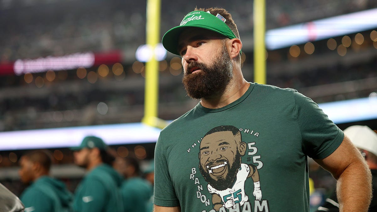 Jason Kelce on sidelines
