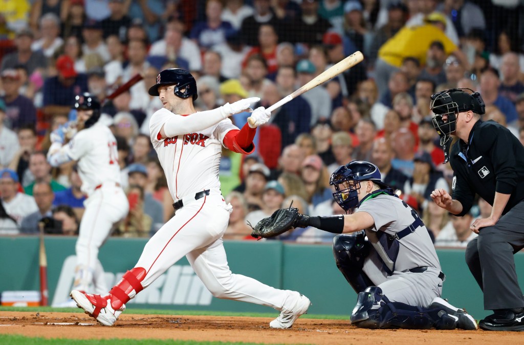 José Caballero follows through after hitting a home run