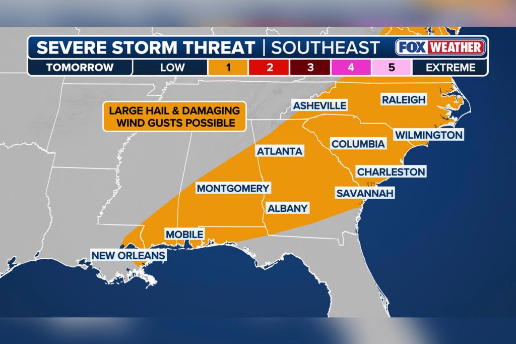 Cold front spurs tornado, flood threat along I-95 corridor as storms span East Coast