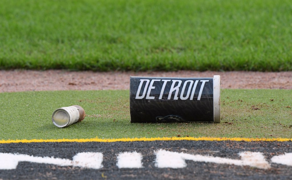 Detroit Tigers bat in on-deck circle