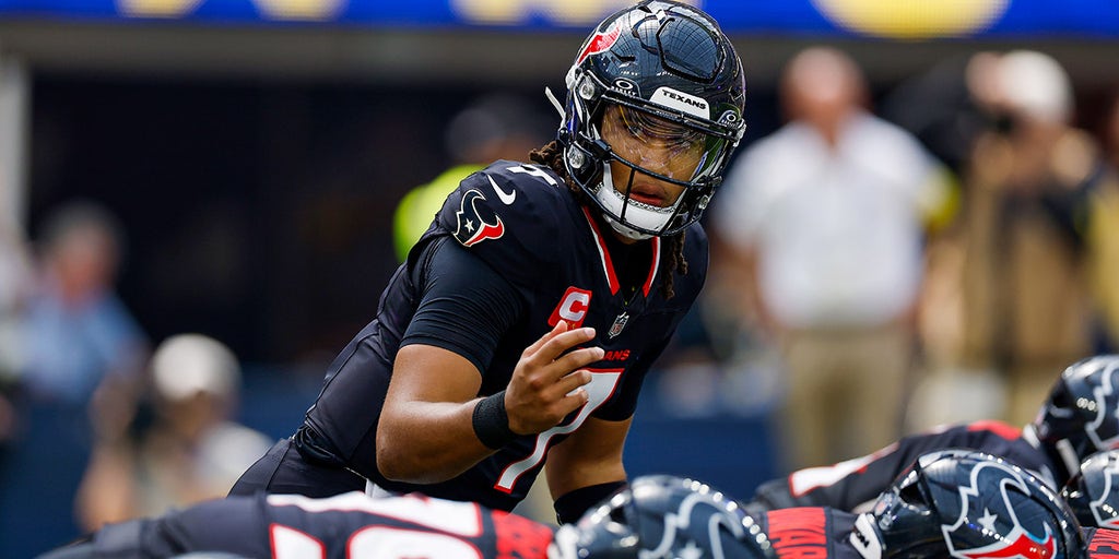 Stroud calls a play during the first quarter at SoFi Stadium