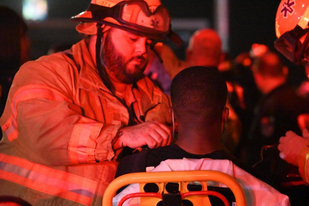 FDNY firefighters battling fire 111645995