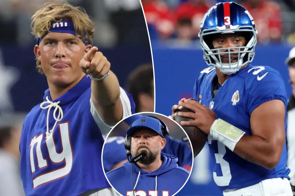 Giants bench Russell Wilson, name Jaxson Dart starting QB against Chargers in bid to salvage season