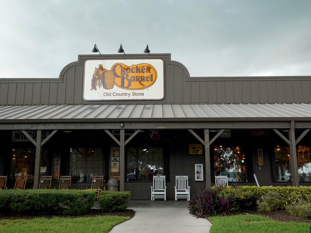 Exterior of a Cracker Barrel restaurant