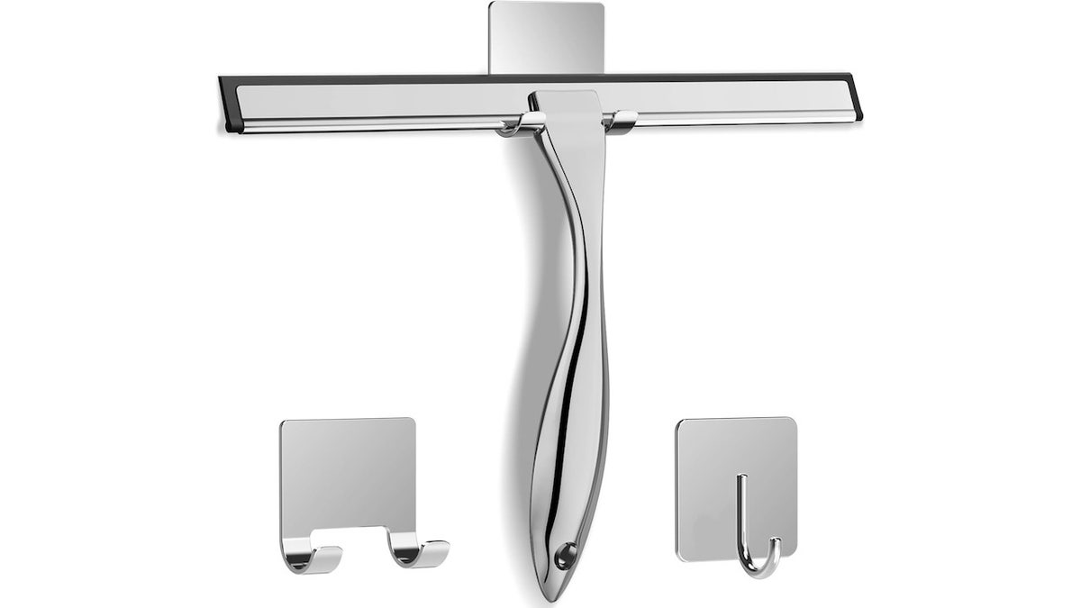 Shower squeegee with hooks