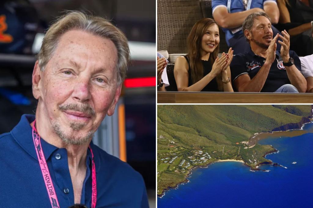 A collage of images related to Larry Ellison