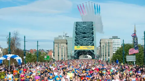 About 60,000 runners take part in 44th Great North Run on Tyneside