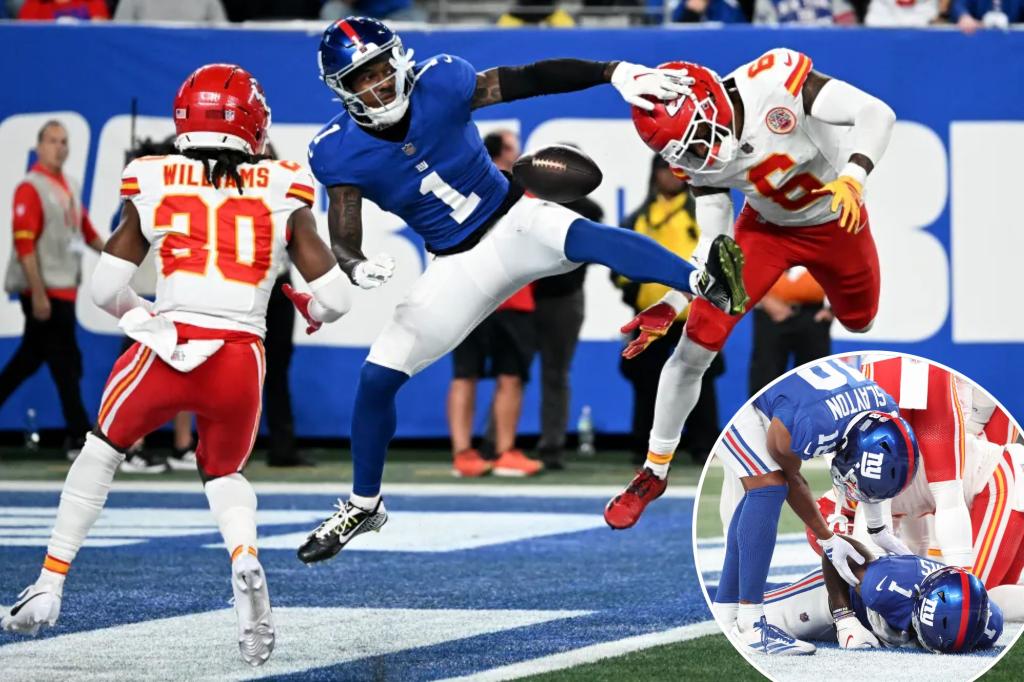 Nabers quiet night highlights Giants' 0-3 tumble in 22-9 loss to Chiefs