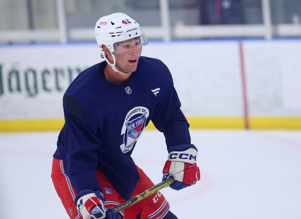 Laba skates with the Rangers during practice