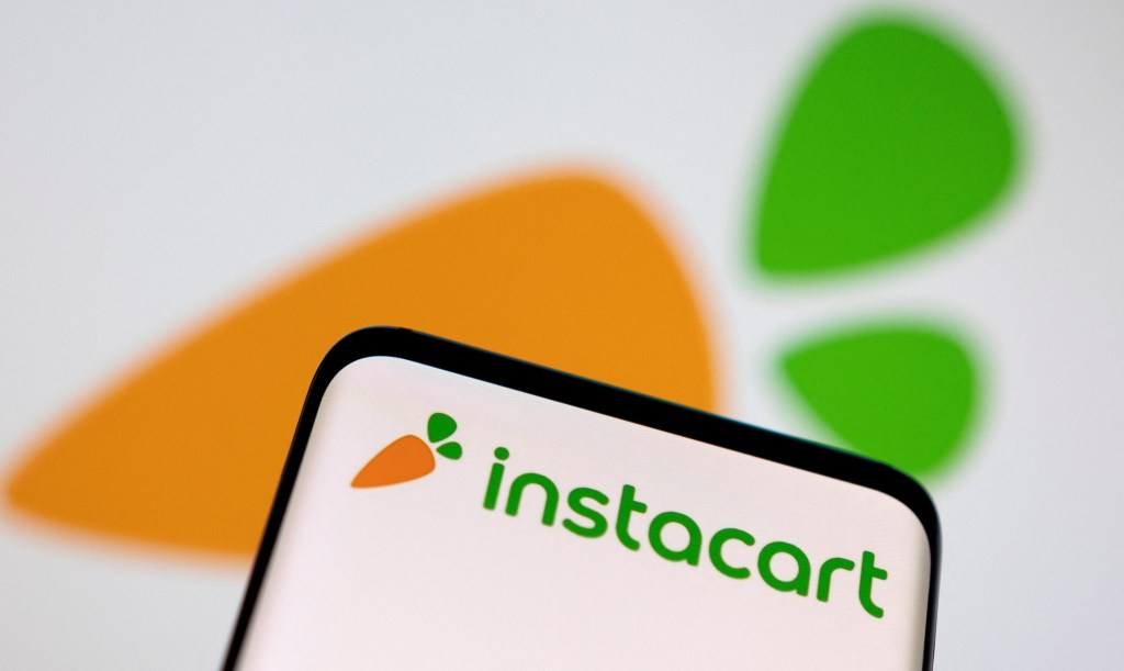 Smartphone displayed Instacart logo