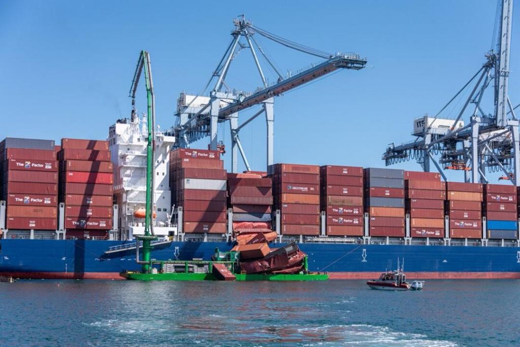 More than 60 shipping containers topple from cargo ship at Port of Long Beach