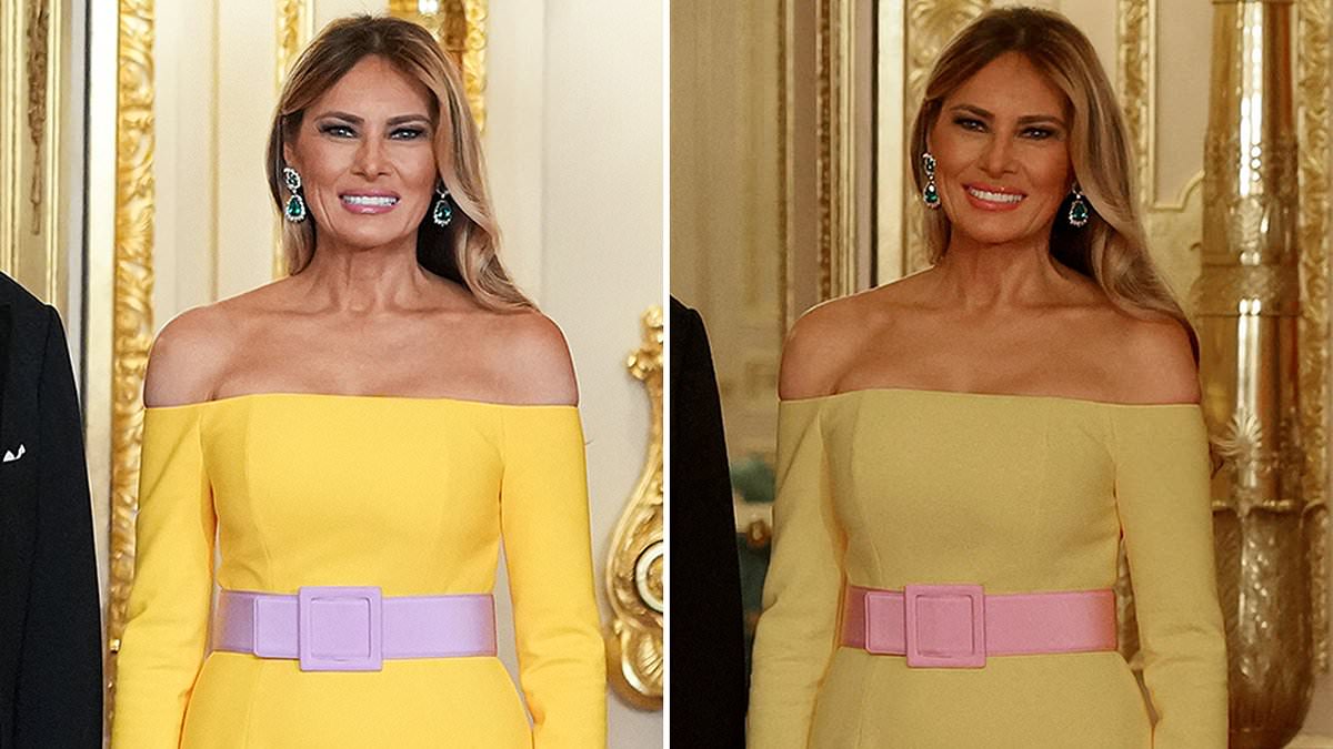 Melania Trump’s Windsor banquet gown sparks color debate as insiders weigh in